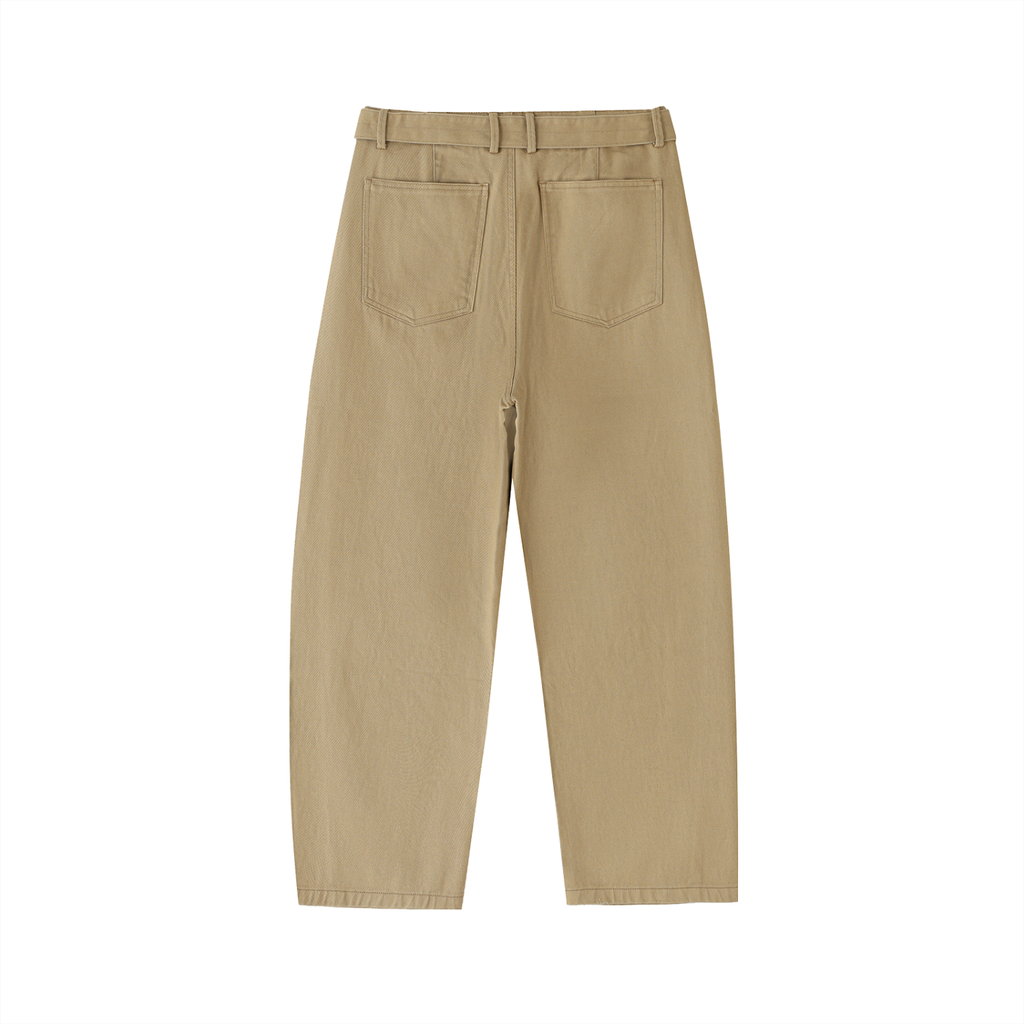 ARVIA Twisted-Seam Belted Curved-Blade Pants