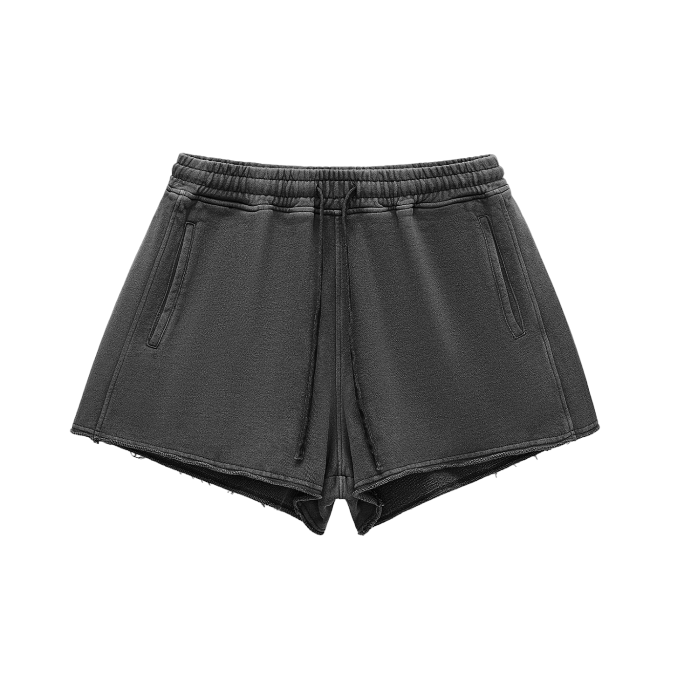 ARVIA Snow Washed Raw Edge Drawstring Shorts