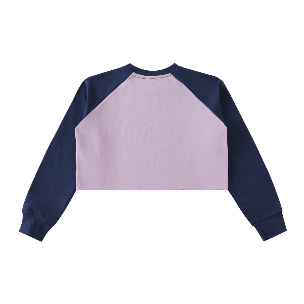 ARVIA Raw-Hem Color-Block Raglan Crop Sweatshirt