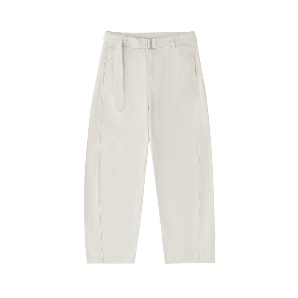 ARVIA Twisted-Seam Belted Curved-Blade Pants