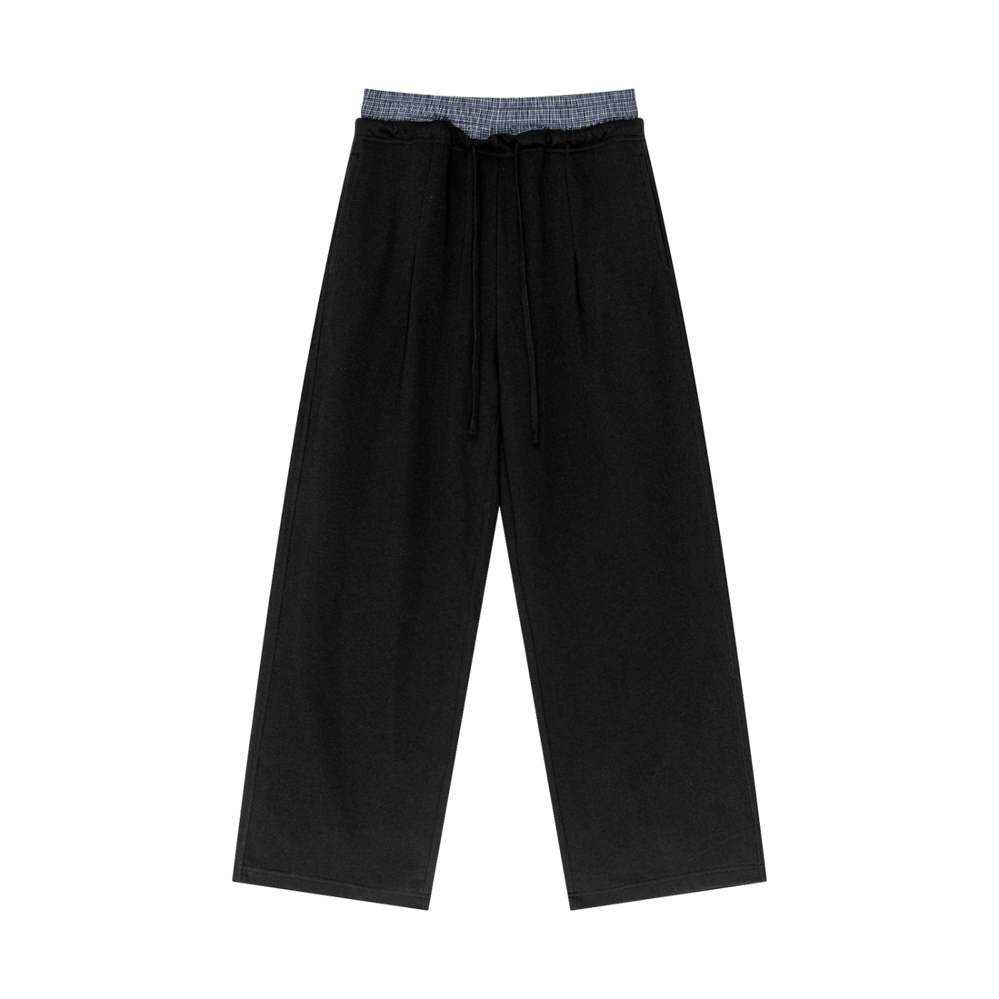 ARVIA Contrast Plaid-Waist Wide-Leg Pants