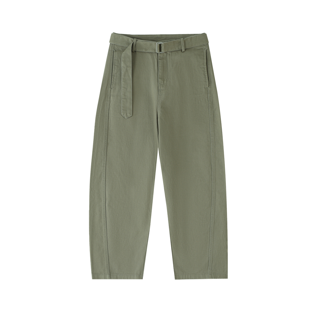 ARVIA Twisted-Seam Belted Curved-Blade Pants