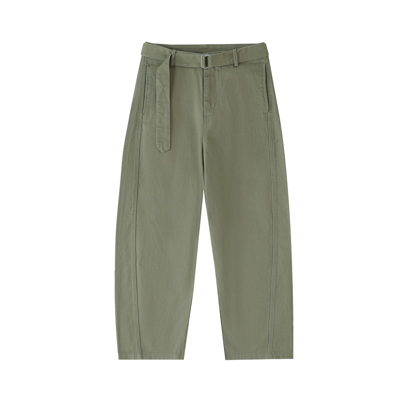 ARVIA Twisted-Seam Belted Curved-Blade Pants