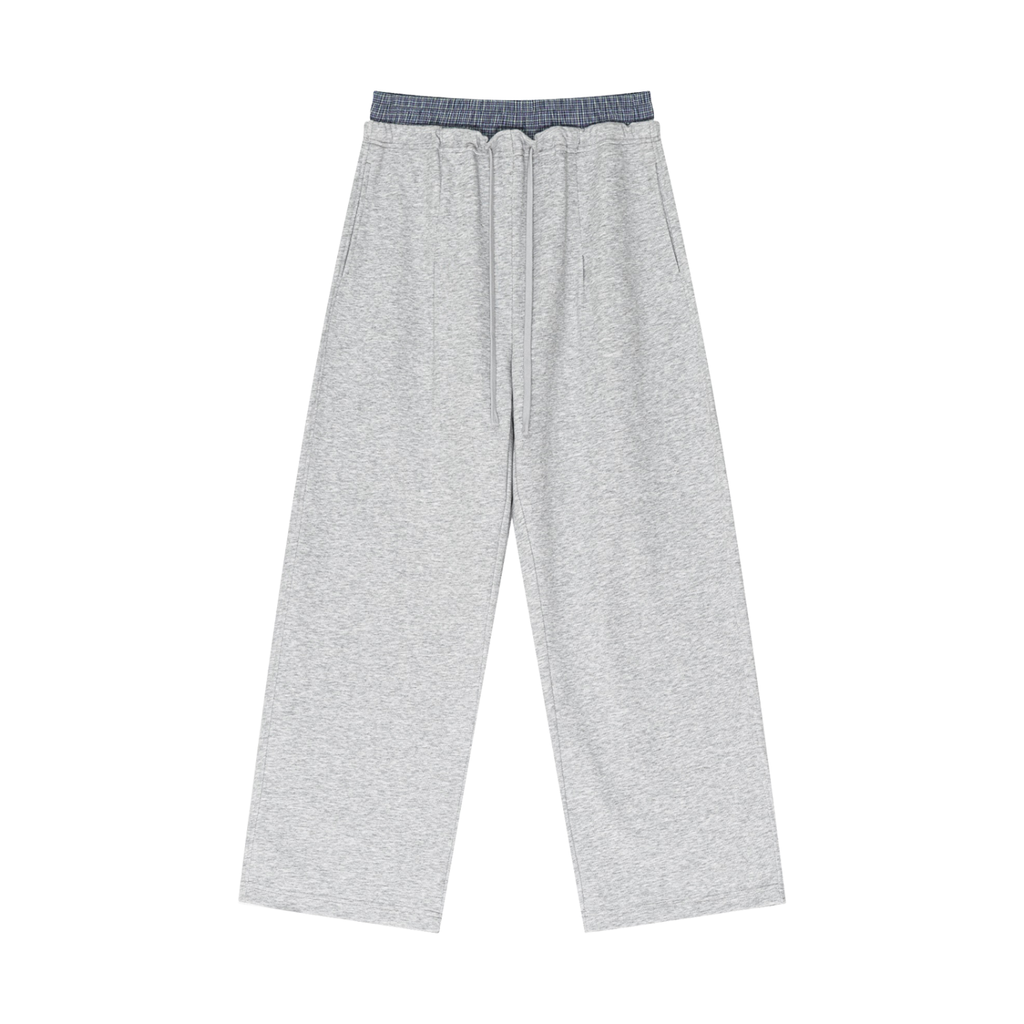 ARVIA Contrast Plaid-Waist Wide-Leg Pants