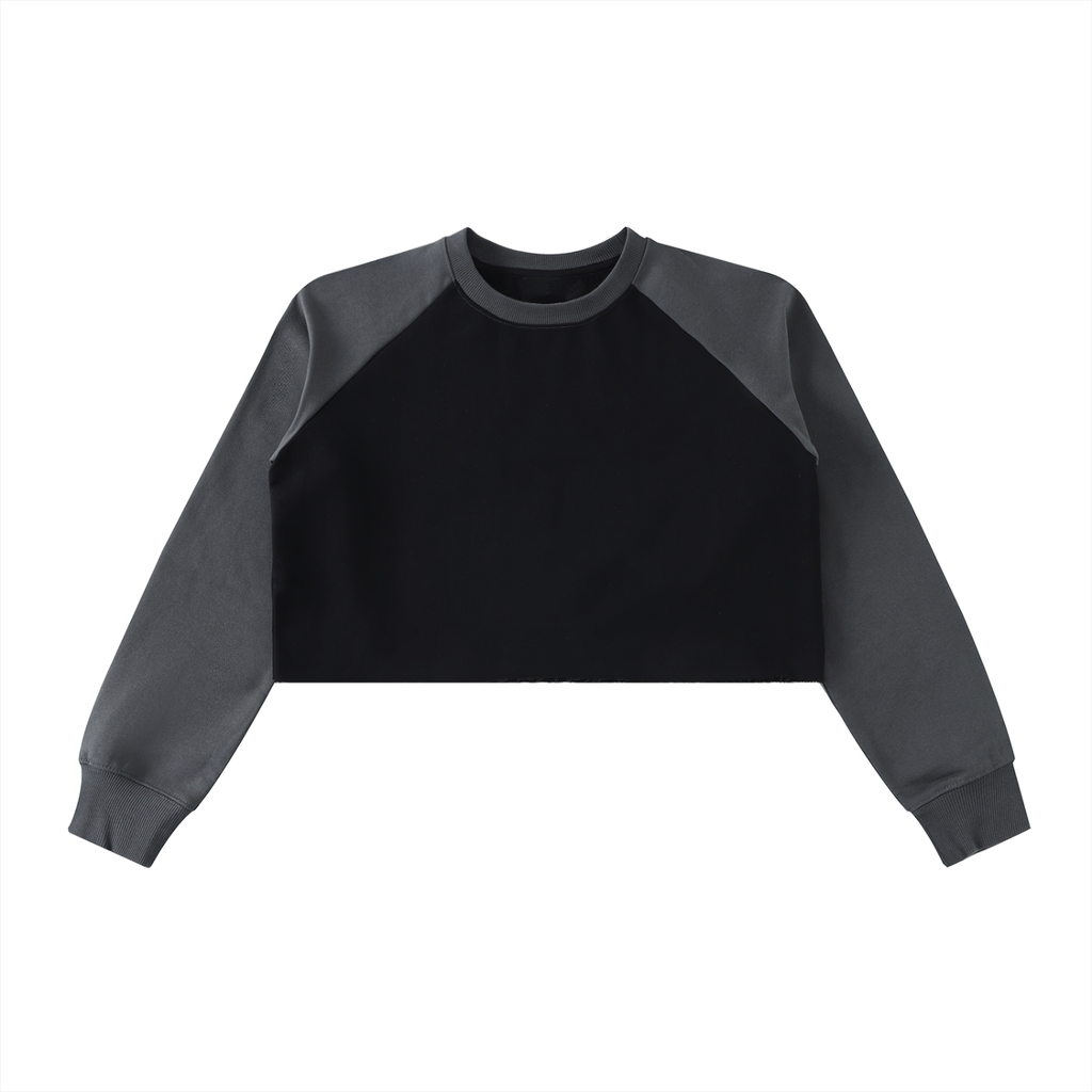 ARVIA Raw-Hem Color-Block Raglan Crop Sweatshirt