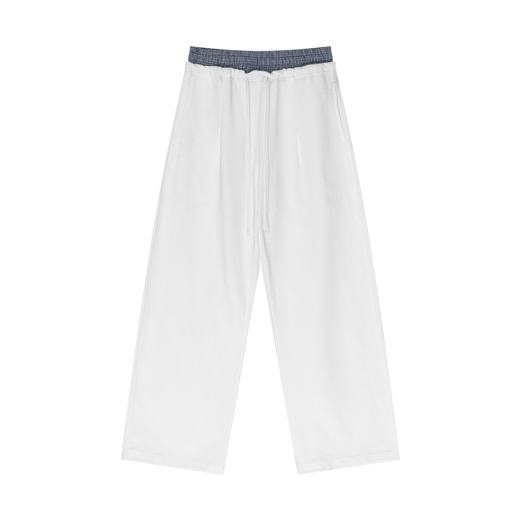 ARVIA Contrast Plaid-Waist Wide-Leg Pants