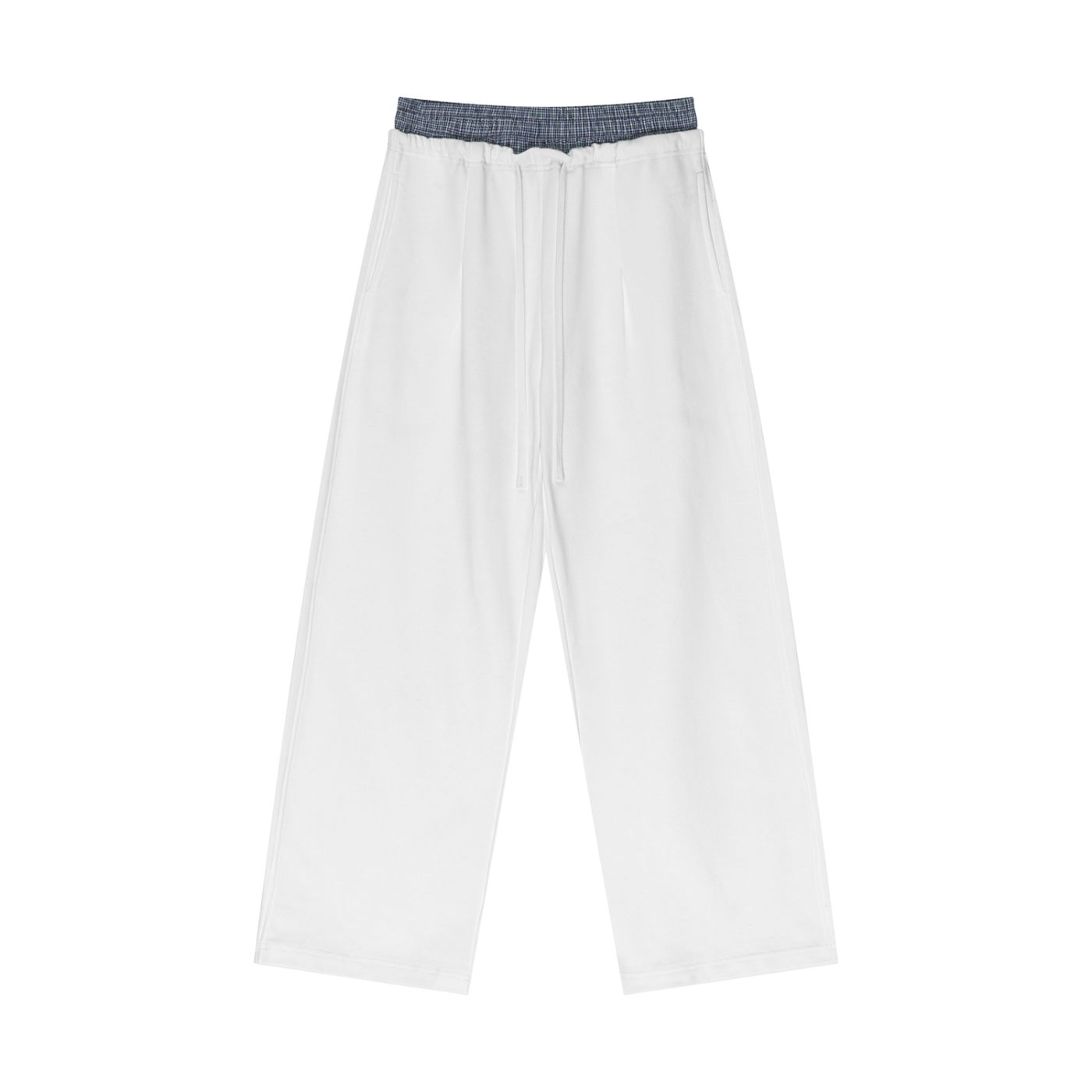 ARVIA Contrast Plaid-Waist Wide-Leg Pants