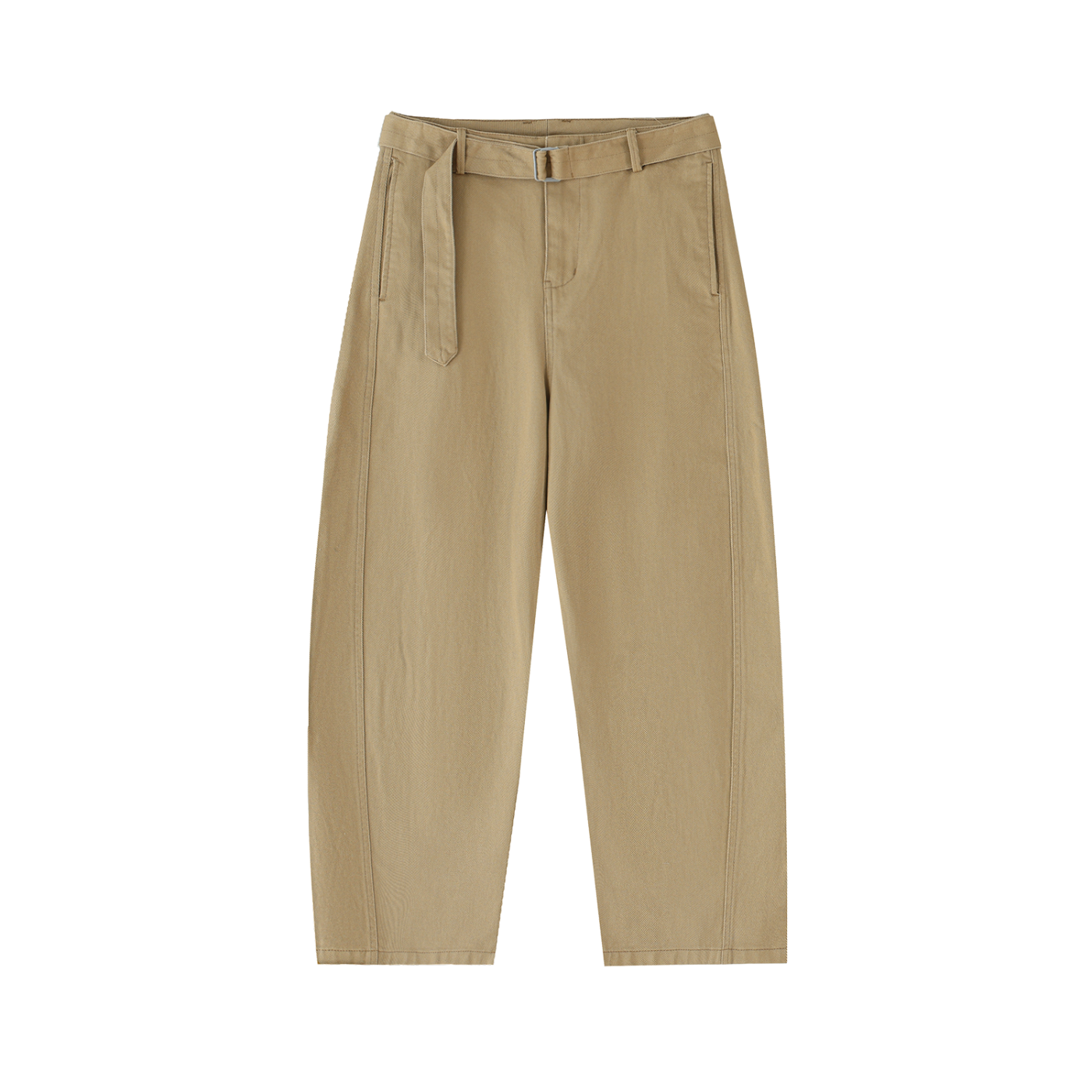 ARVIA Twisted-Seam Belted Curved-Blade Pants