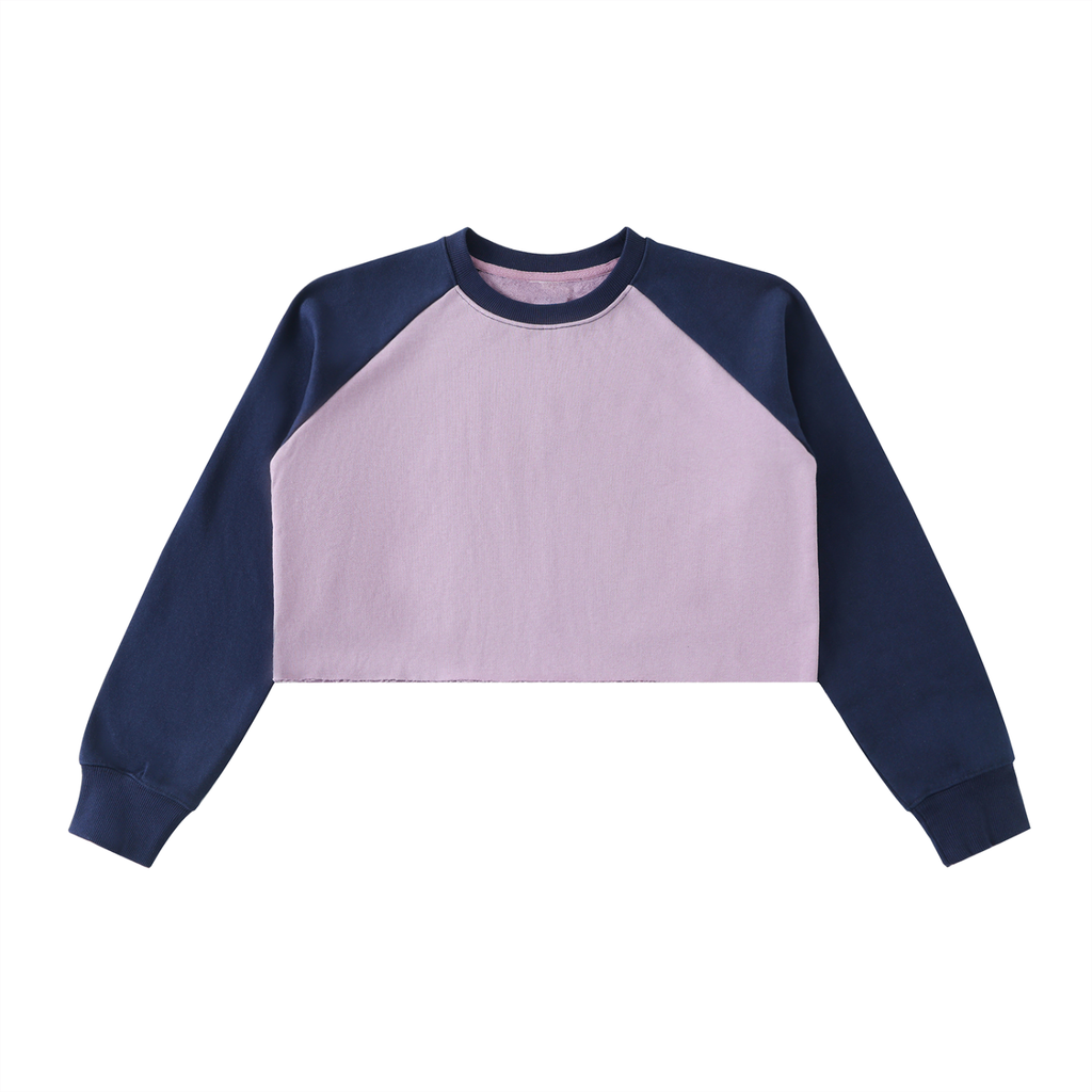 ARVIA Raw-Hem Color-Block Raglan Crop Sweatshirt