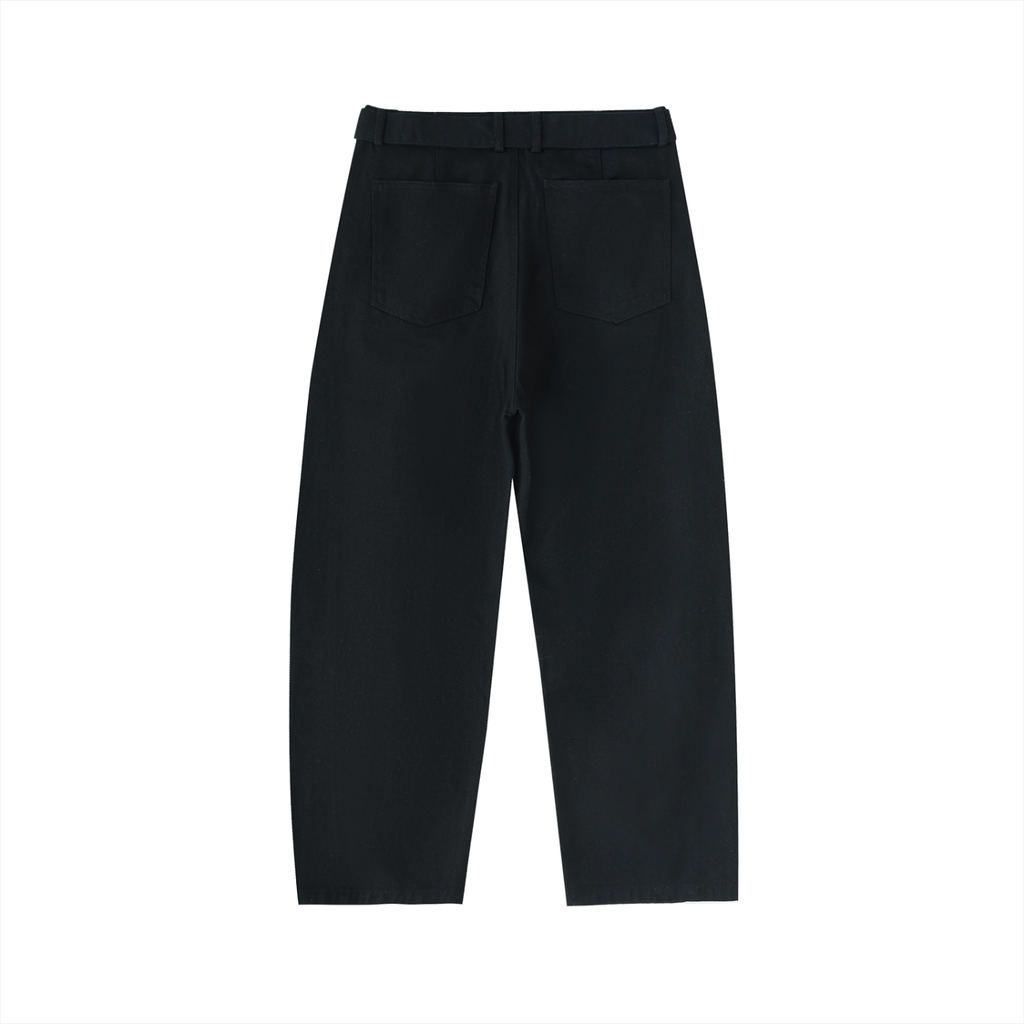 ARVIA Twisted-Seam Belted Curved-Blade Pants
