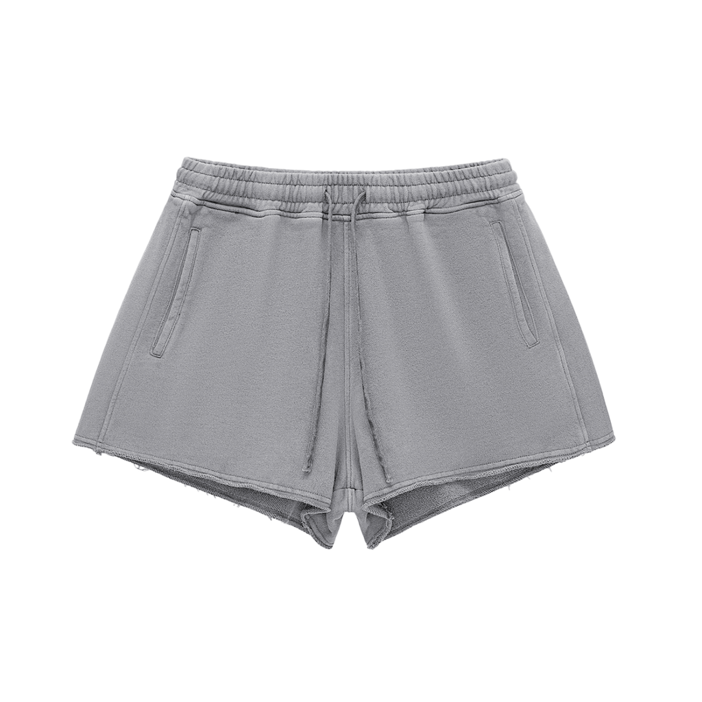 ARVIA Snow Washed Raw Edge Drawstring Shorts