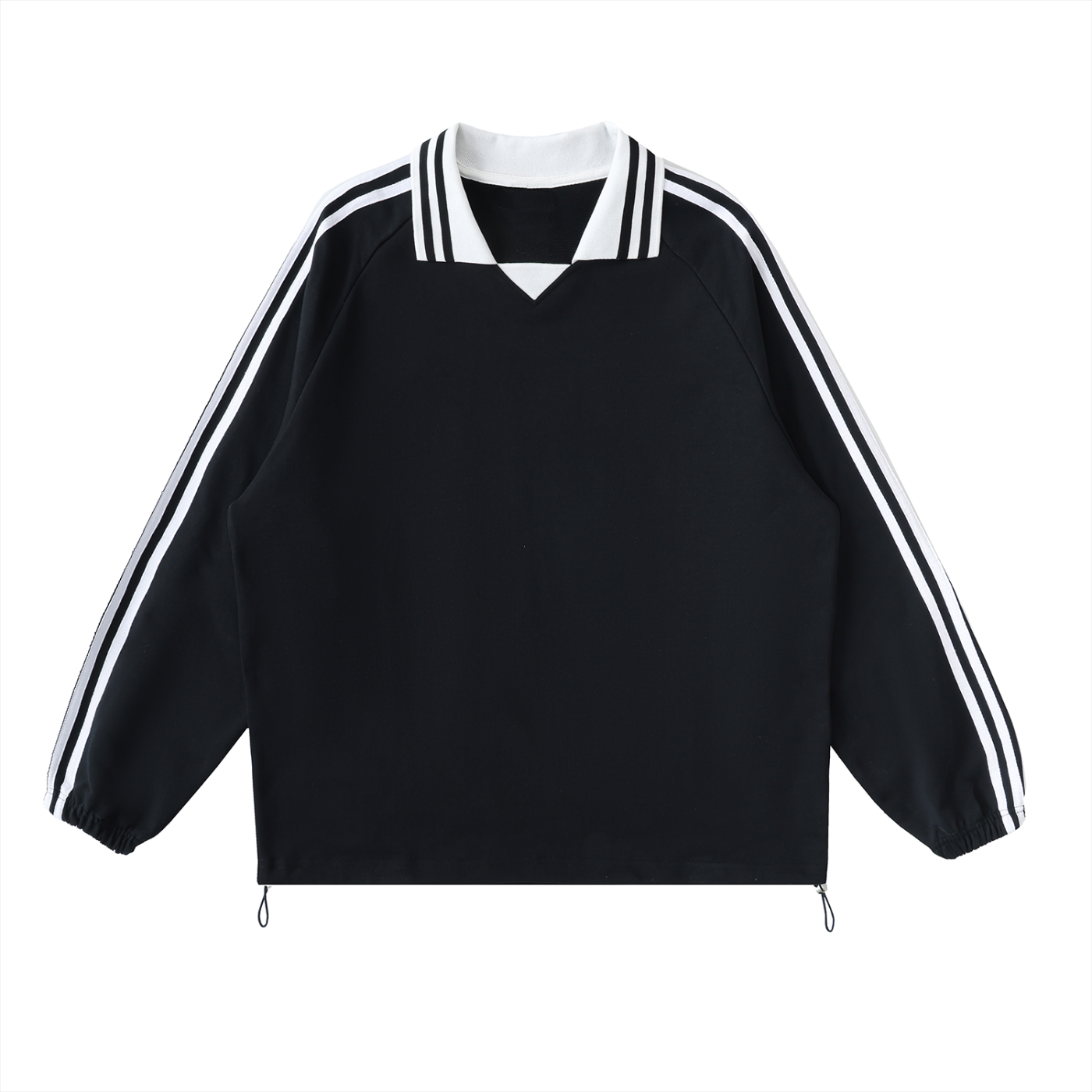 ARVIA Contrast Striped Lapel Collar Sweatshirt