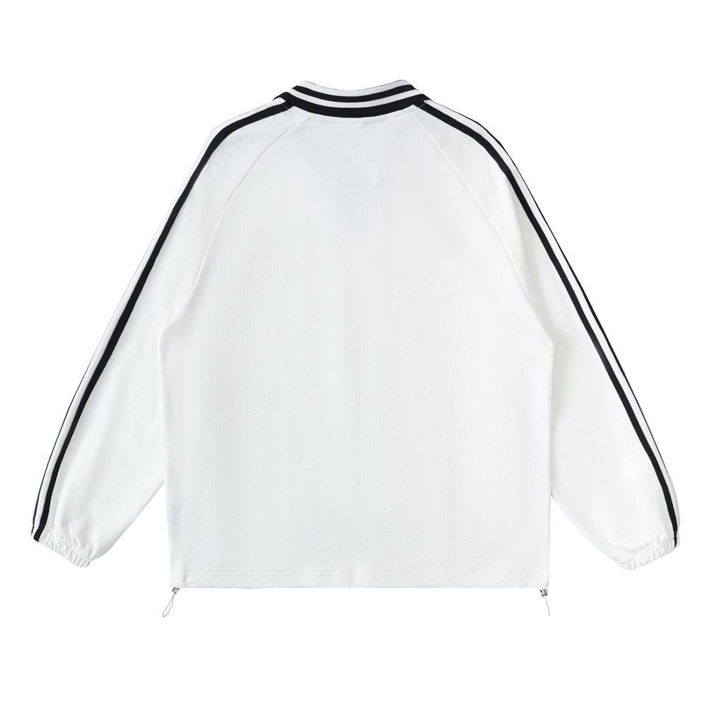 ARVIA Contrast Striped Lapel Collar Sweatshirt