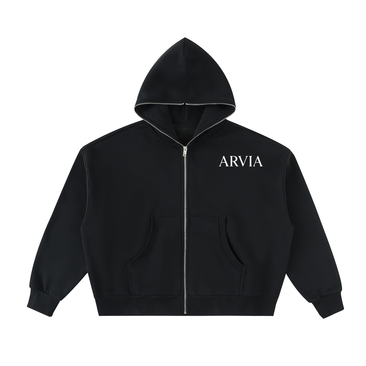 ARVIA Fleeced Full-Zip Boxy Hoodie
