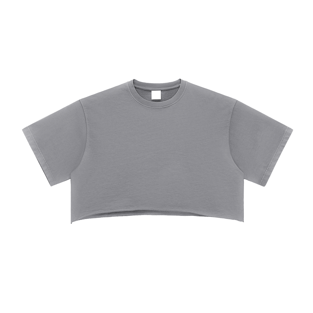 ARVIA Snow Washed Raw Edge Crop Top