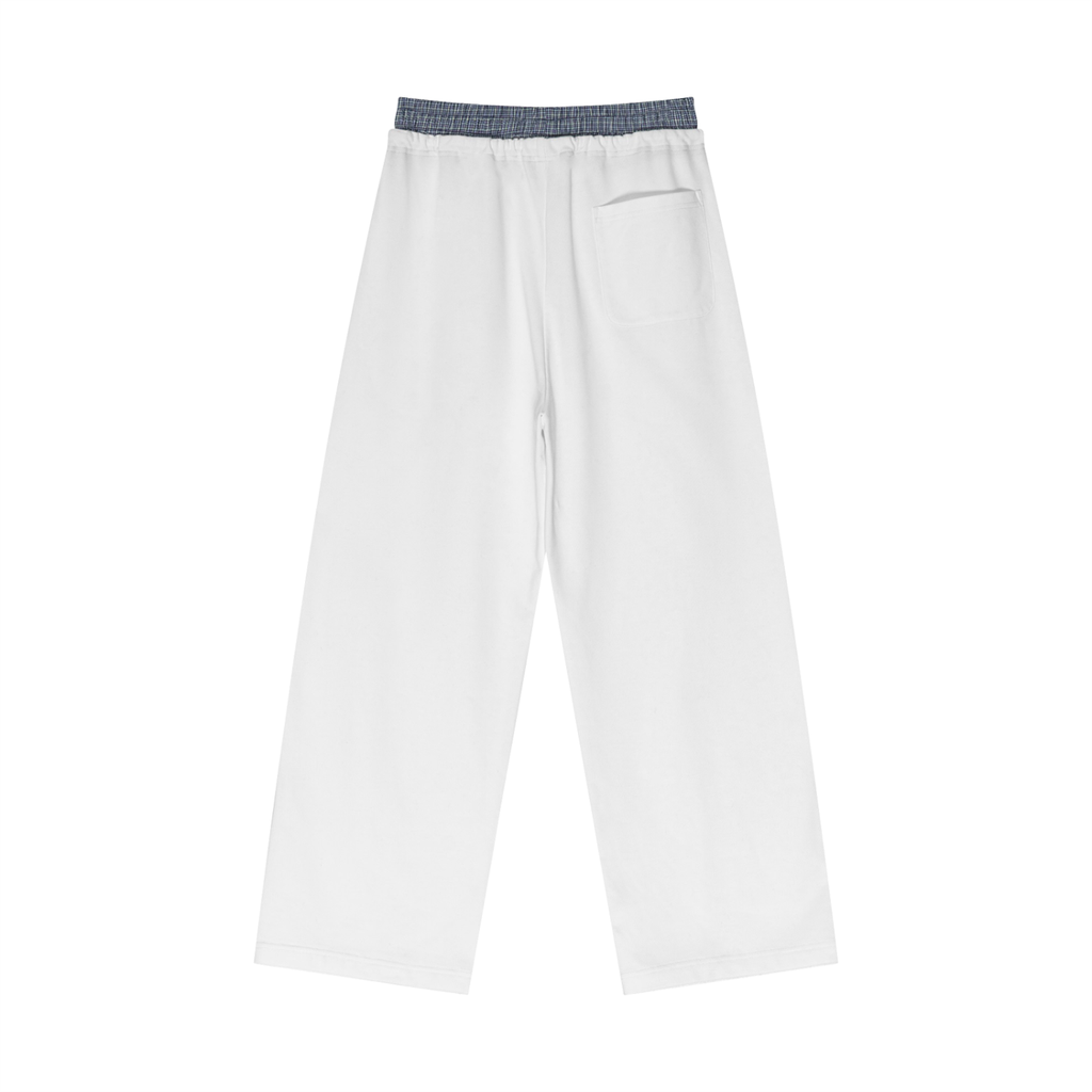 ARVIA Contrast Plaid-Waist Wide-Leg Pants