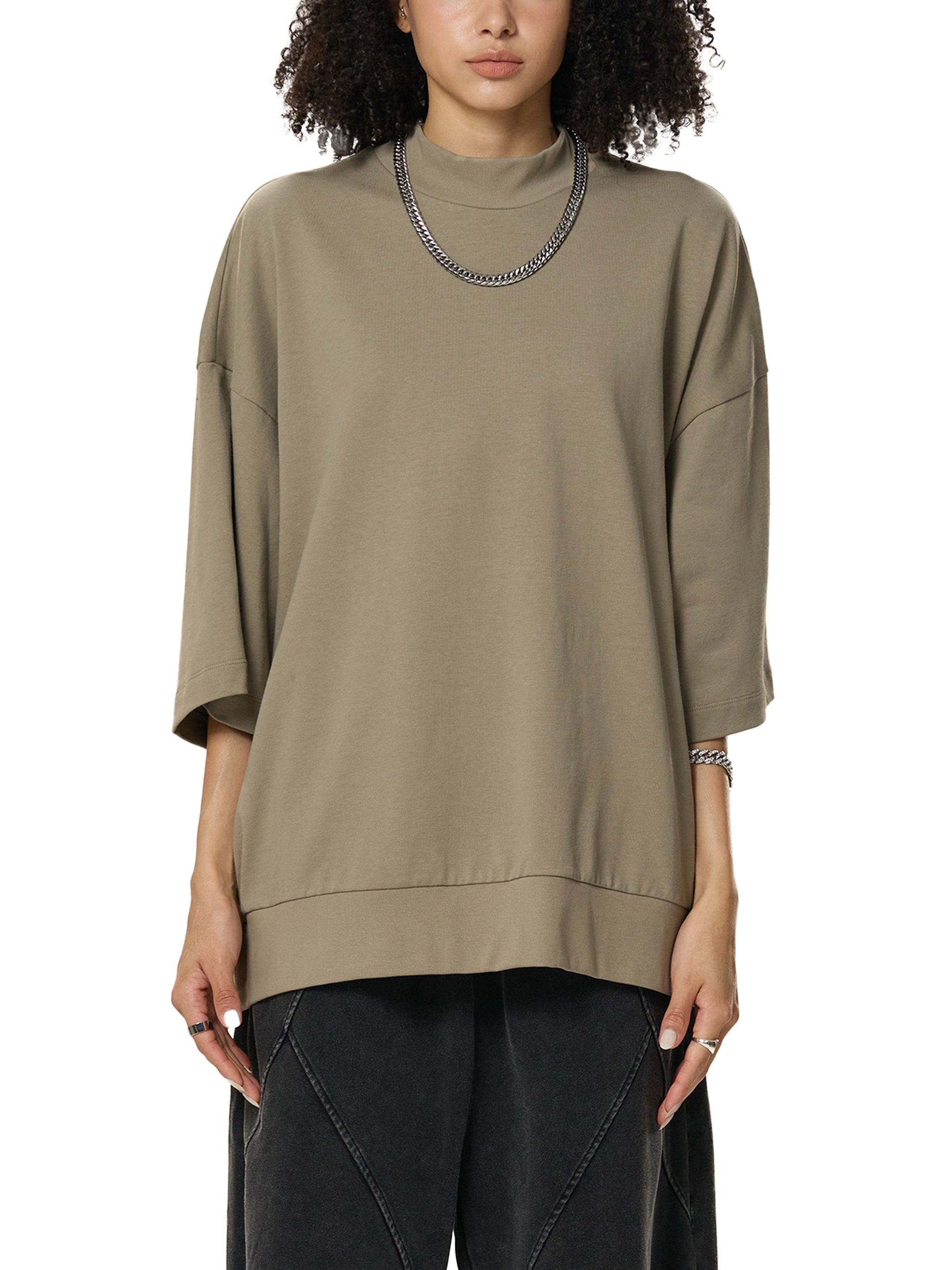ARVIA Heavyweight Oversized Mock Neck T-Shirt