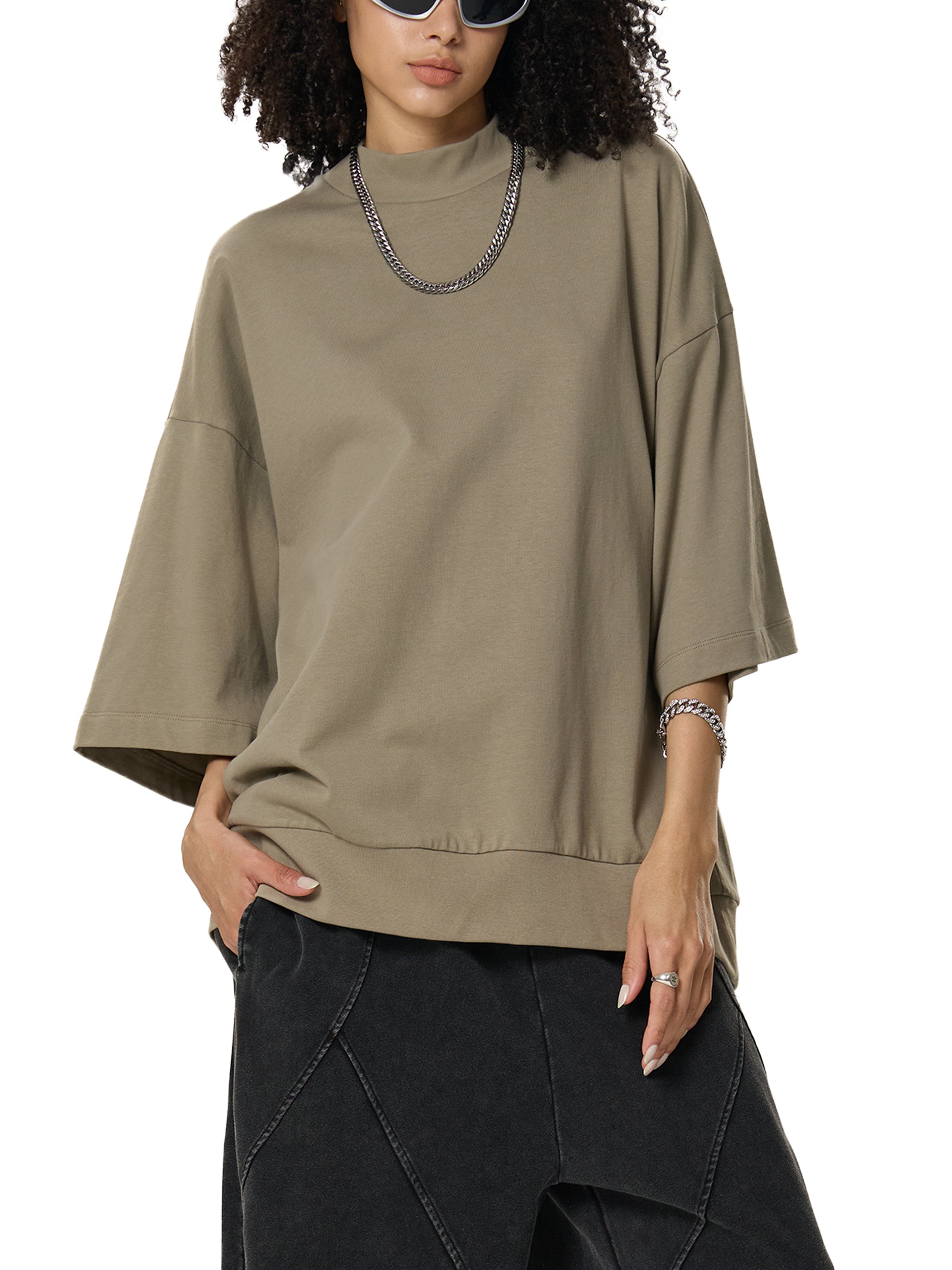 ARVIA Heavyweight Oversized Mock Neck T-Shirt