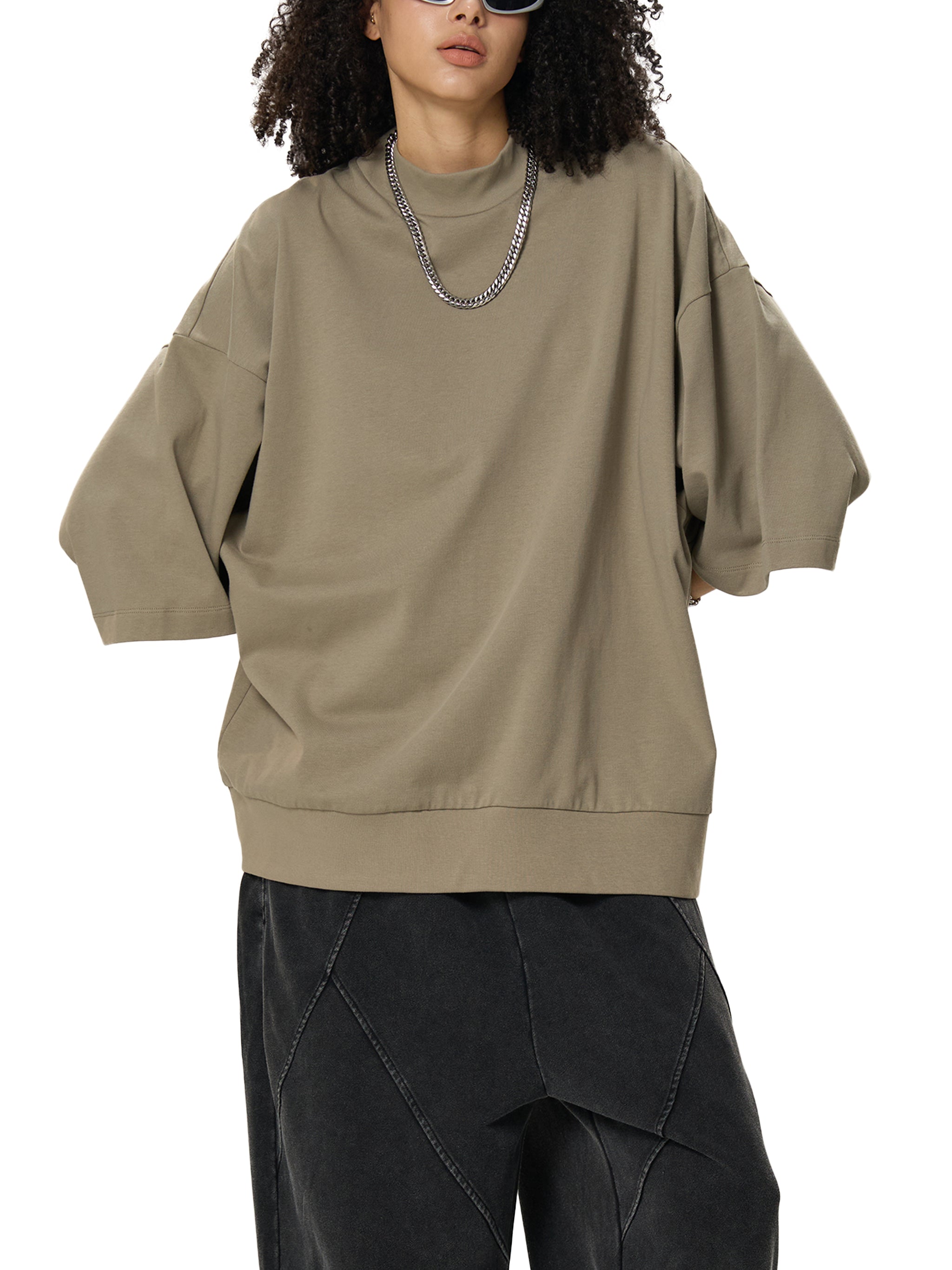 ARVIA Heavyweight Oversized Mock Neck T-Shirt