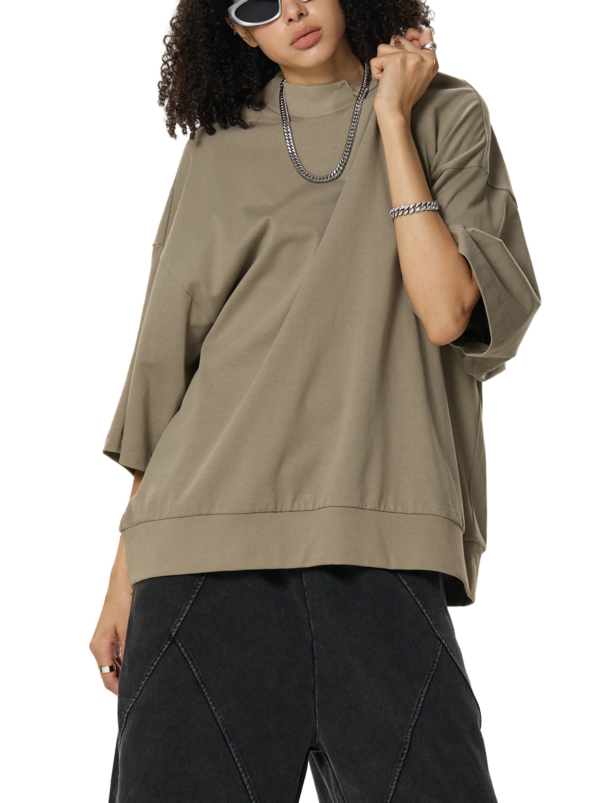 ARVIA Heavyweight Oversized Mock Neck T-Shirt