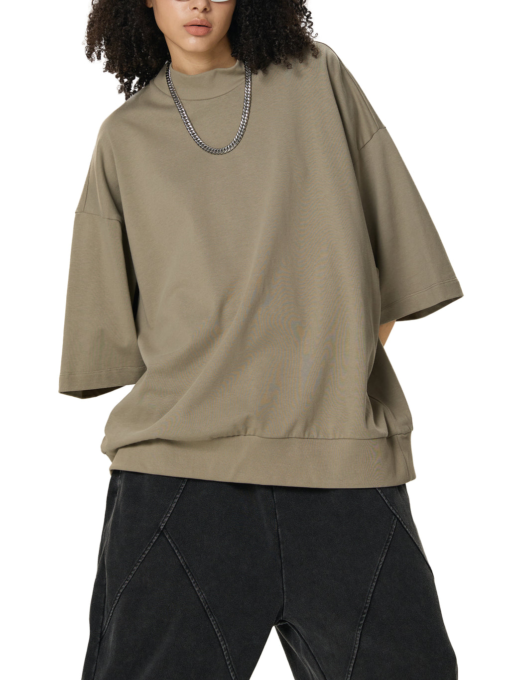 ARVIA Heavyweight Oversized Mock Neck T-Shirt