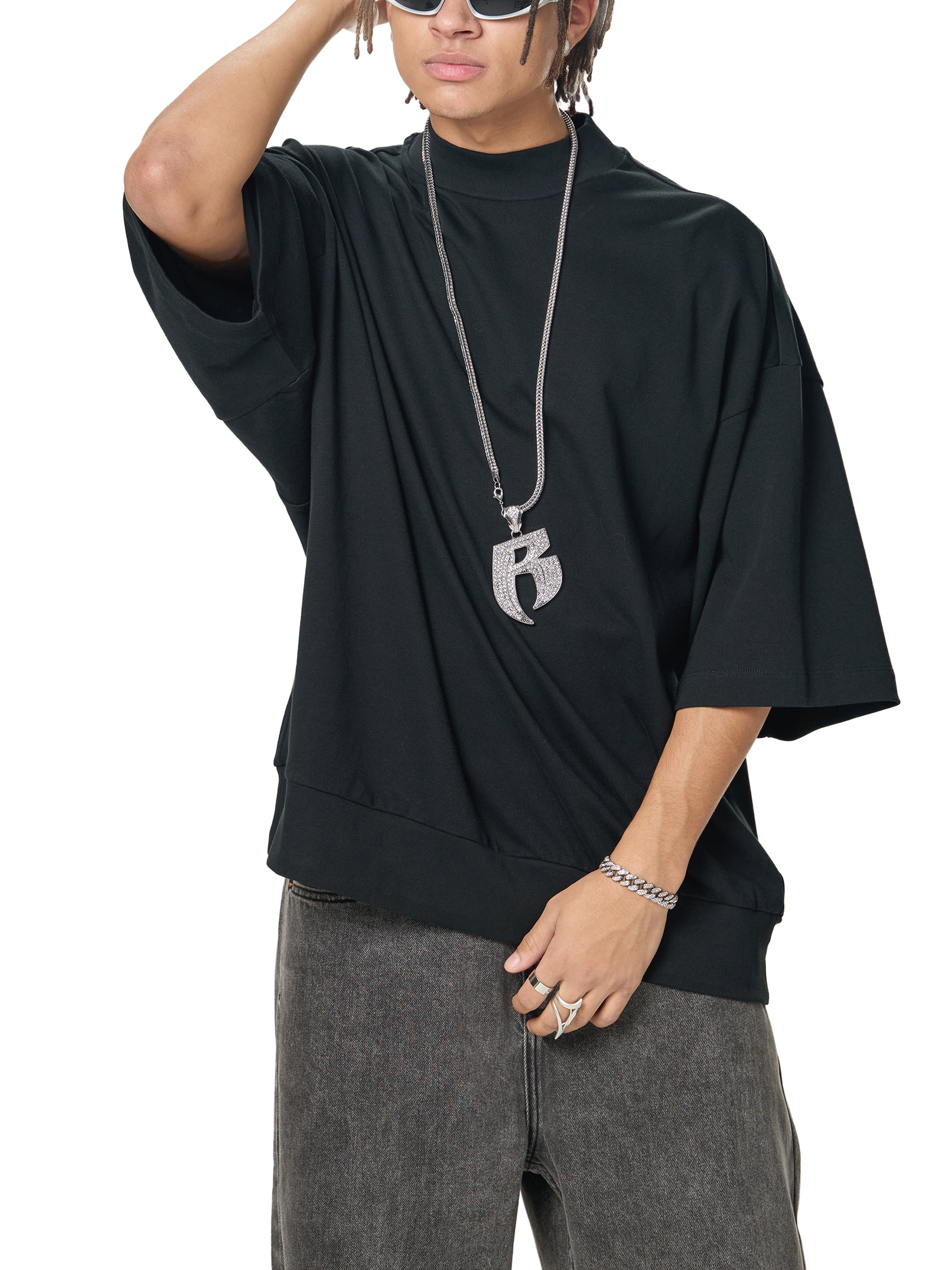 ARVIA Heavyweight Oversized Mock Neck T-Shirt