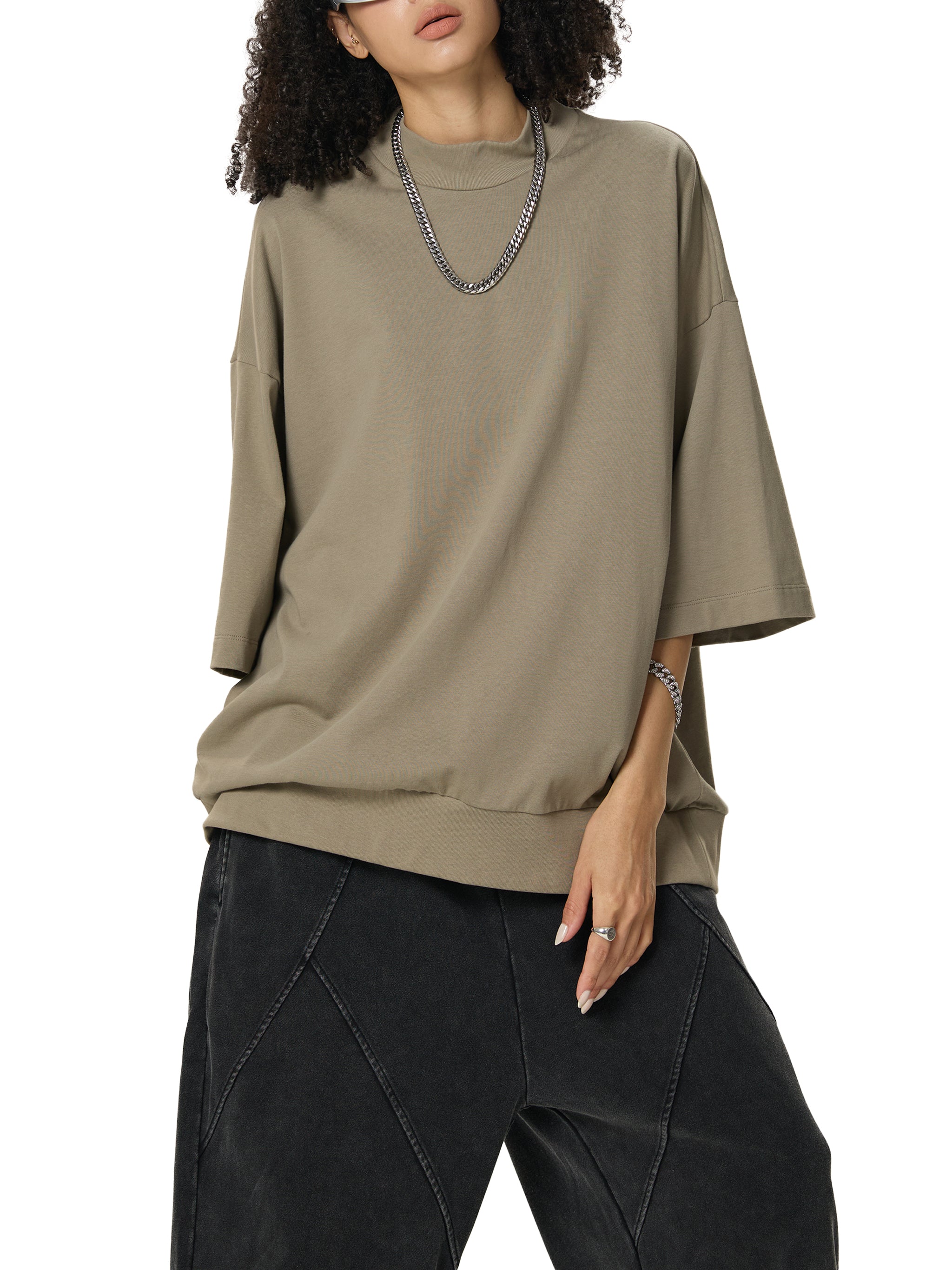 ARVIA Heavyweight Oversized Mock Neck T-Shirt