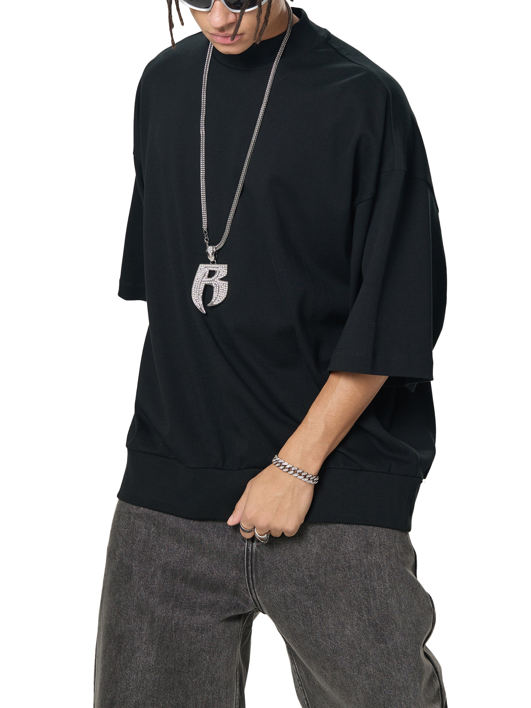 ARVIA Heavyweight Oversized Mock Neck T-Shirt