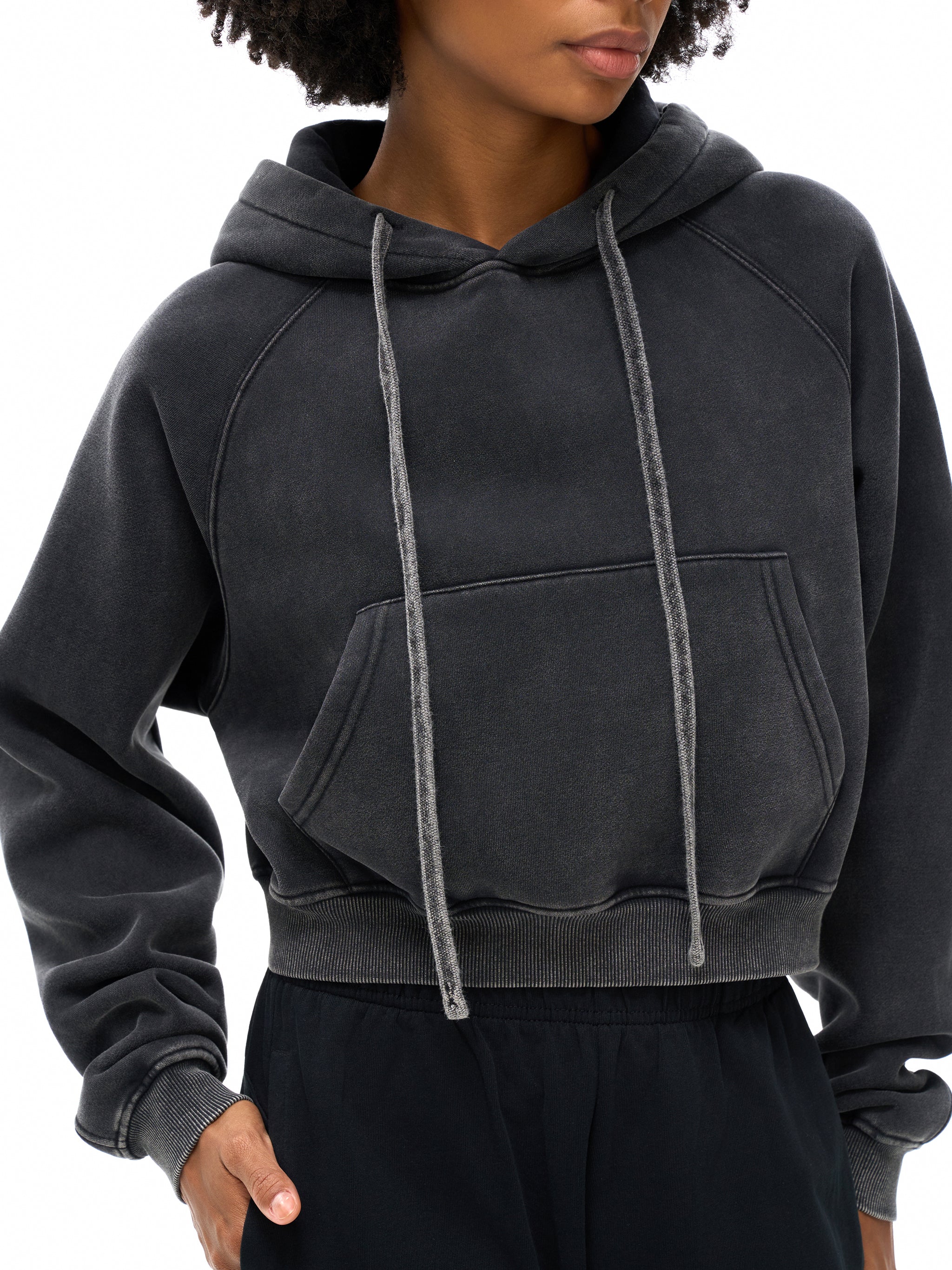 ARVIA Snow Washed Cropped Hoodie