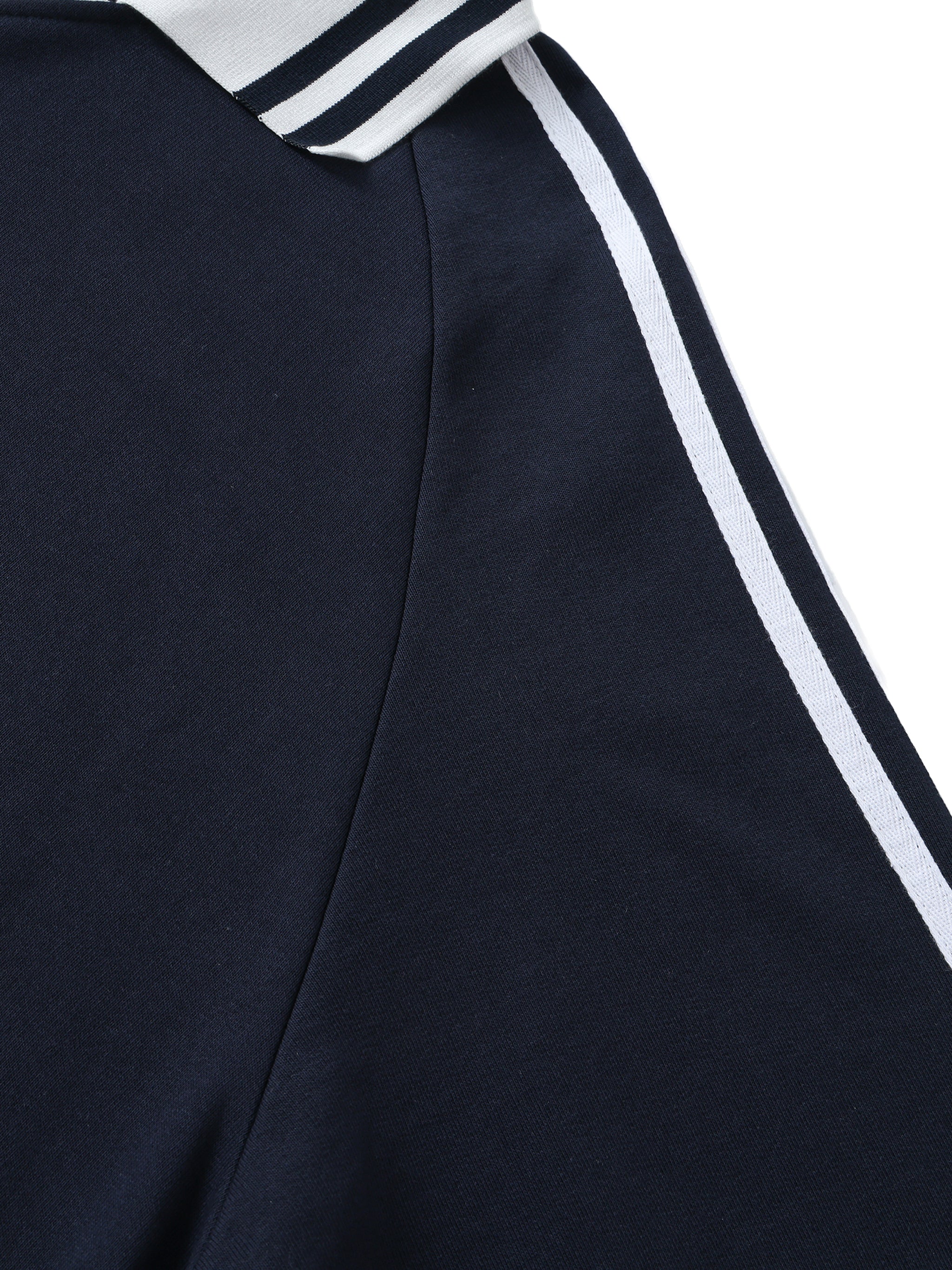 ARVIA Contrast Striped Lapel Collar Sweatshirt