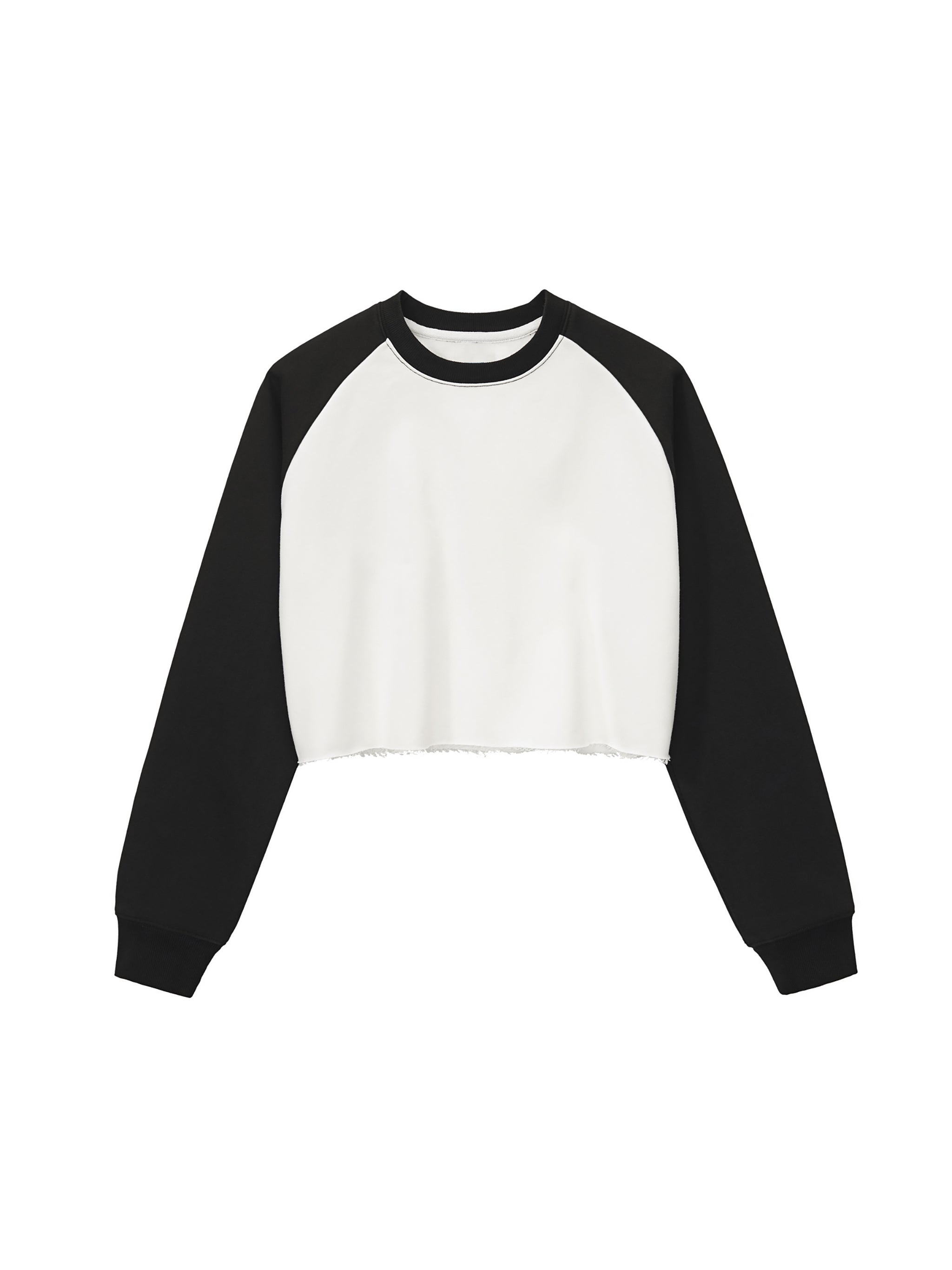 ARVIA Raw-Hem Color-Block Raglan Crop Sweatshirt