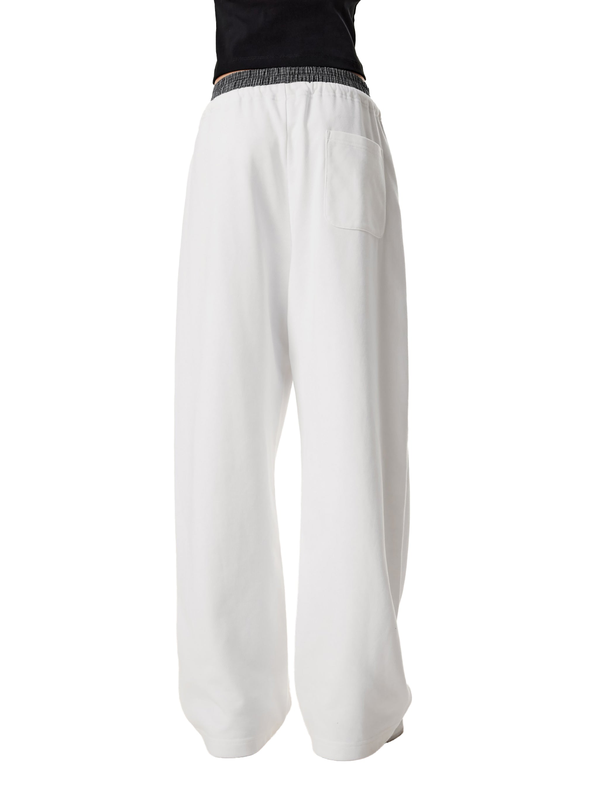 ARVIA Contrast Plaid-Waist Wide-Leg Pants